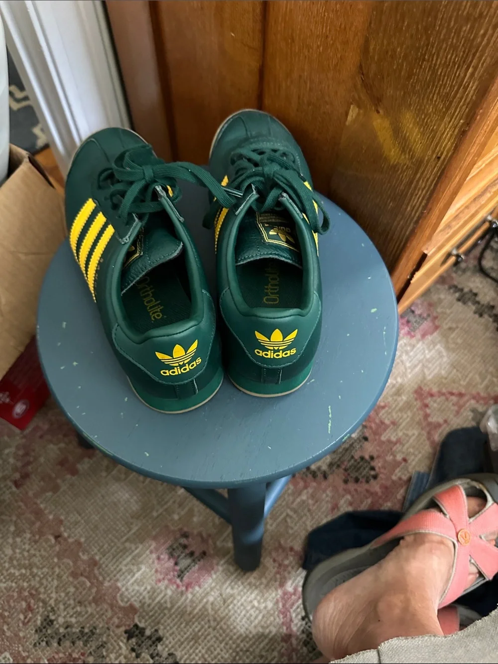 adidas Kids Dark Green & Yellow Athletic Sneakers